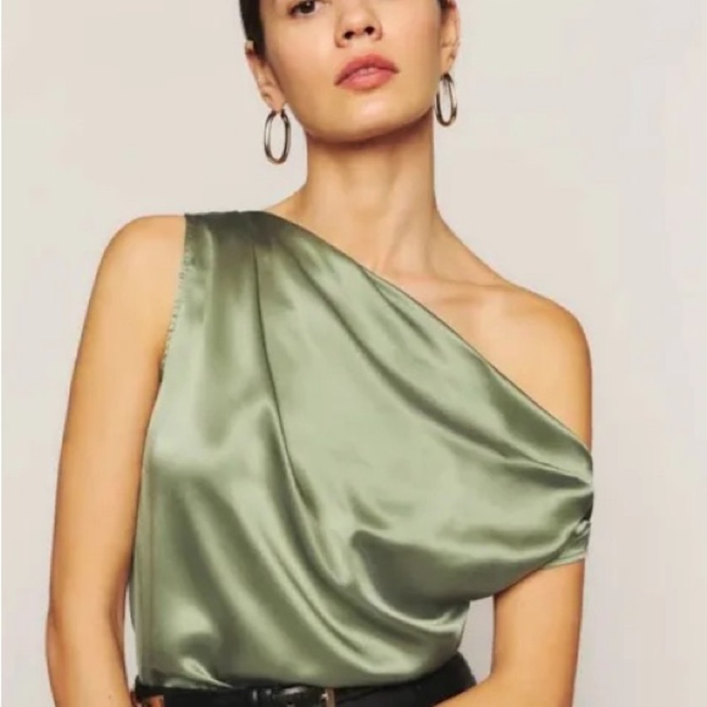 Reformation Annika Off Shoulder Silk Top